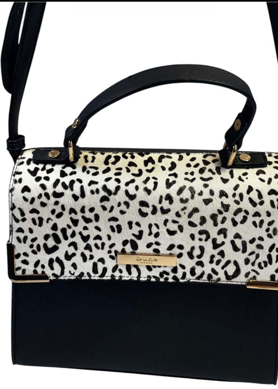 Dune London Black and White Animal Print Satchel with Matching Pouch - Picture 2 of 9